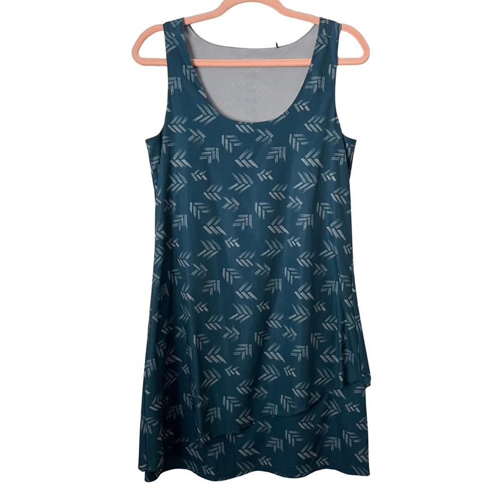 Toad & Co‎ Dress Womens Small Teal Blue Whirlwind Arrow Layered Shift Hiking
